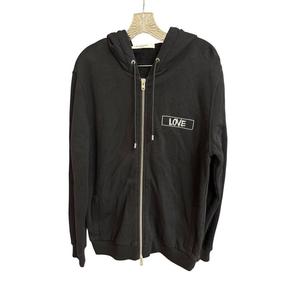 Givenchy Black "Love" Hoodie S Cotton & Viscose Blend